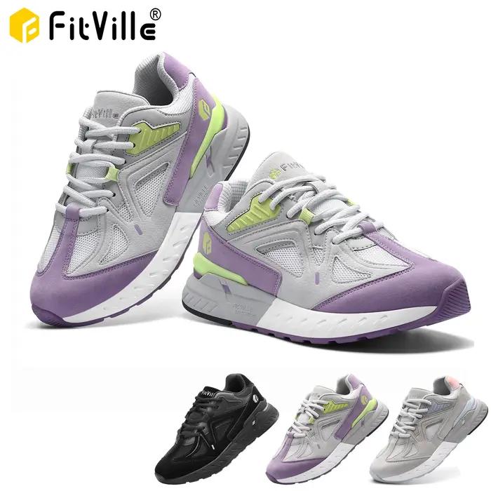 FitVille chaussures de marche Extra larges pour femmes baskets légères à large largeur pour pied pla