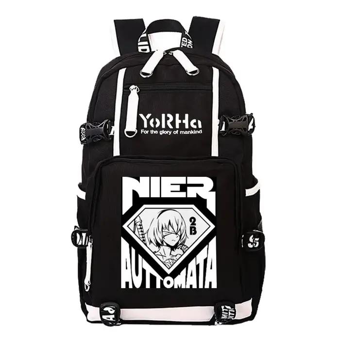 NieR-Sac à dos de voyage en toile avec chargement USB pour femme, sac à dos pour ordinateur portable