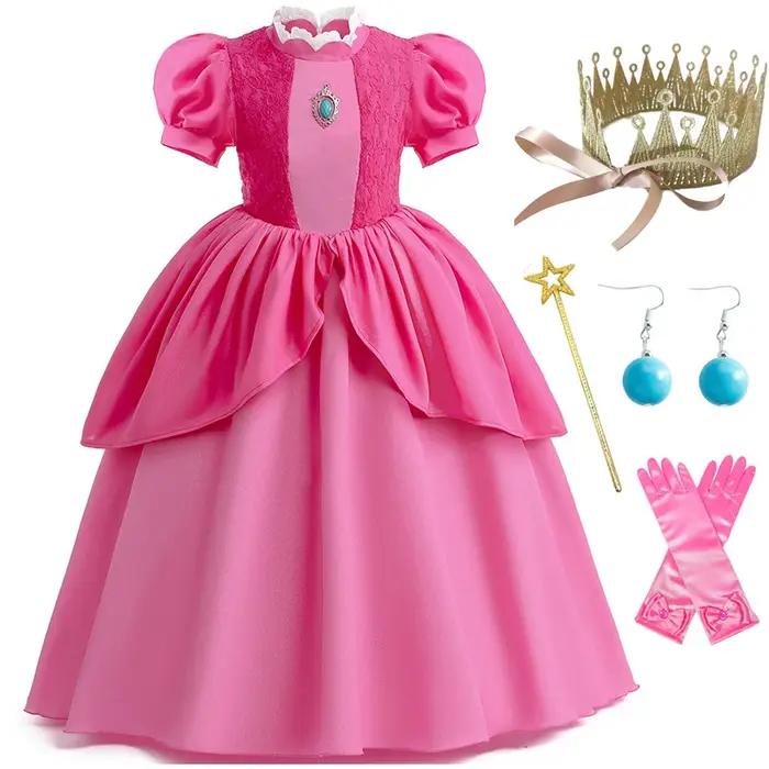Robe princesse en mousseline de soie et dentelle pour filles, cosplay, robes de soirée éducatives, c