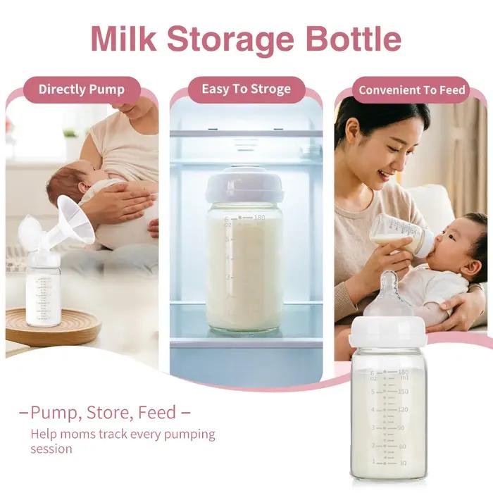 Bouteille de stockage de lait maternel 180 ml bouteilles de collecte à large ouverture pour le stockage et le transport du lait maternel pour bébé occasions spéciales