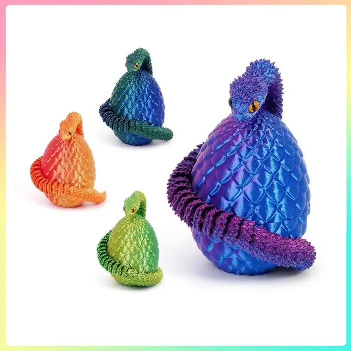 Figurine d'action imprimée en 3D, œuf de serpent, jouets créatifs anti-Stress, figurines d'anime à R