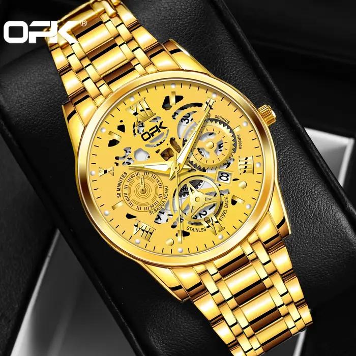 OPK8135-montre pour hommes, bracelet en acier avec lueur nocturne étanche