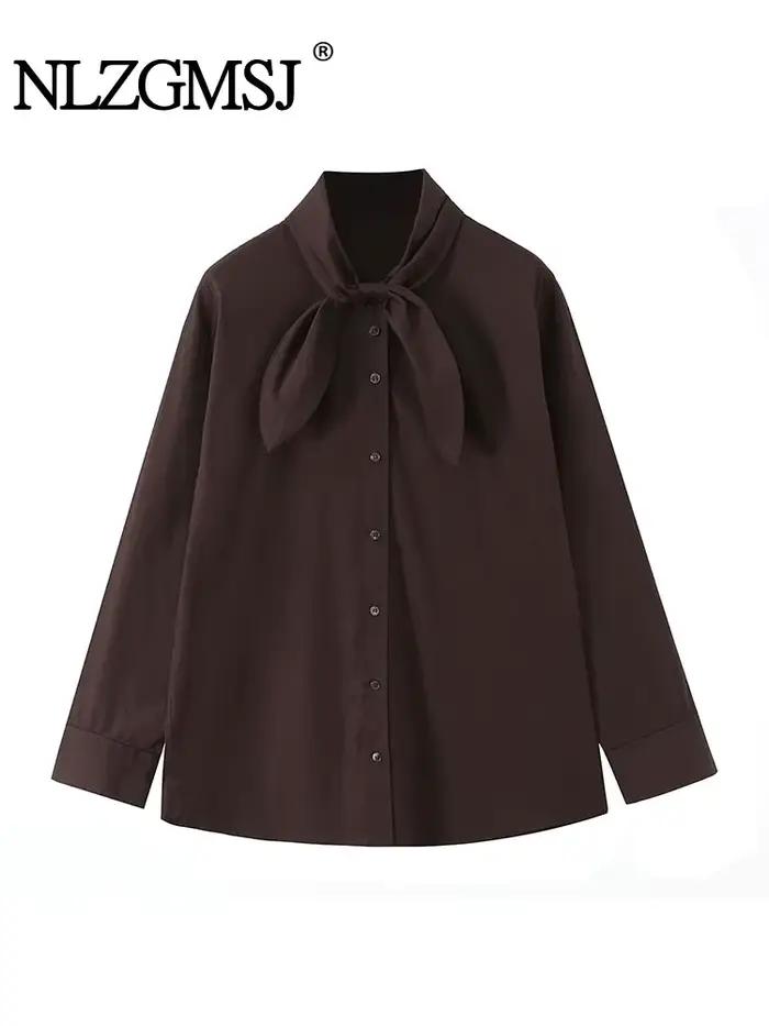 NLZGMSJ femme écharpe chemises 2025 automne élégant bureau dame ample Chic mince quotidien manches l