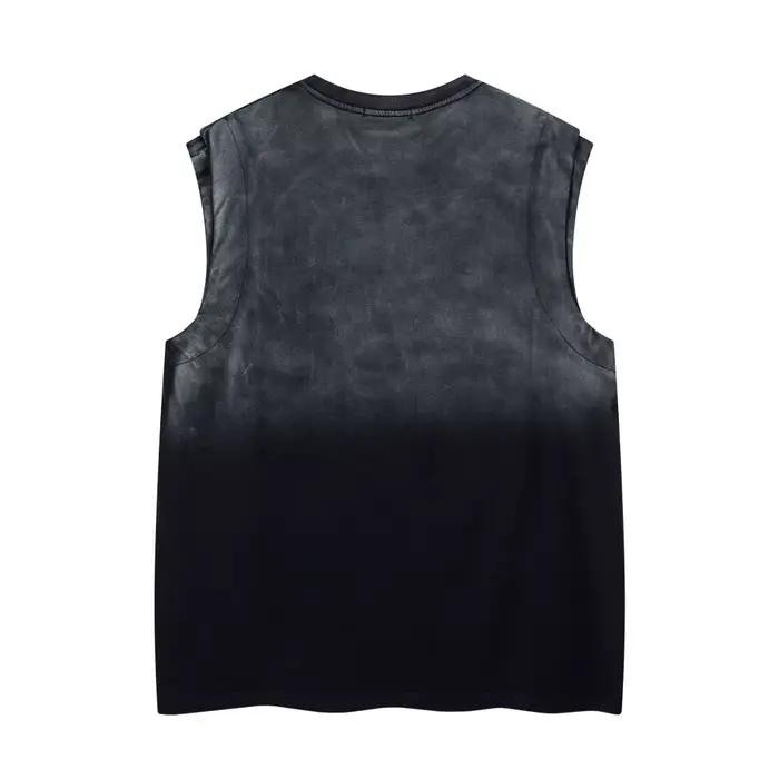 T-shirts d'été débardeurs hommes faux deux rue américaine rétro marque à la mode lourd lavé pur coto