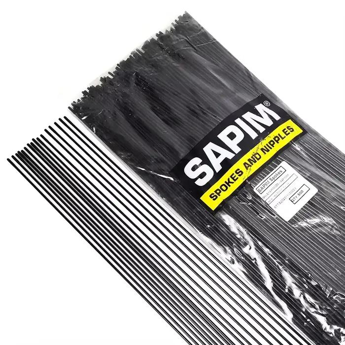 Rayons de vélo SAPIM 2.0 rayons ronds j-bend/à traction droite vélos noirs avec rayons à capuchon en