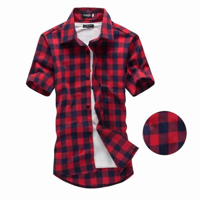 Chemise à carreaux rouge et noire pour homme – Nouvelle collection été 2026 – Chemise homme à manche