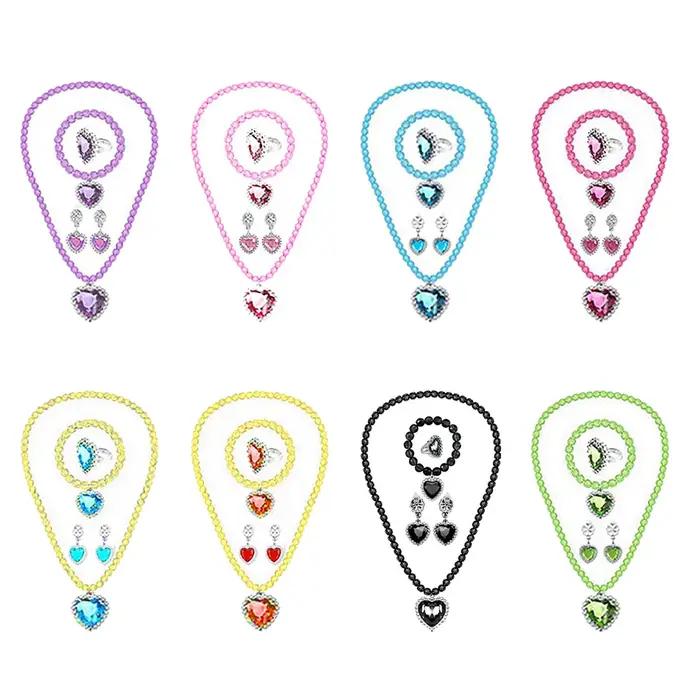 Enfants filles Elsa Sofia Belle princesse accessoires raffinement perles collier Bracelet bague bouc