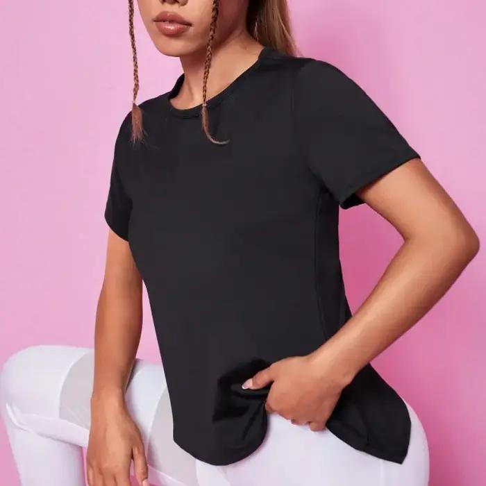 Femmes sans couture Yoga T-Shirt femme Fitness haut court entraînement gymnastique chemises d'entraî