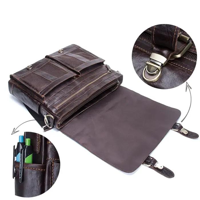CONTACT'S-Sac à main d'affaires en cuir véritable pour hommes, étui à bombes, grand sac pour ordinat