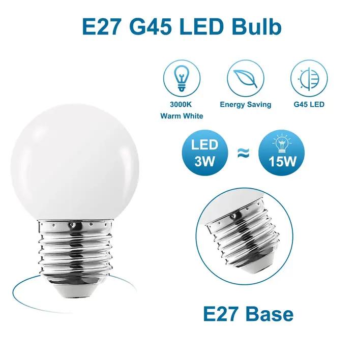 Ampoule Led Globe laiteux en plastique PC G45 SMD blanc E27 220V 12V 24V, guirlande lumineuse 2W 3W