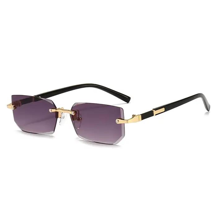 Lunettes de soleil rectangulaires sans monture pour hommes et femmes, nuances populaires, petites lu