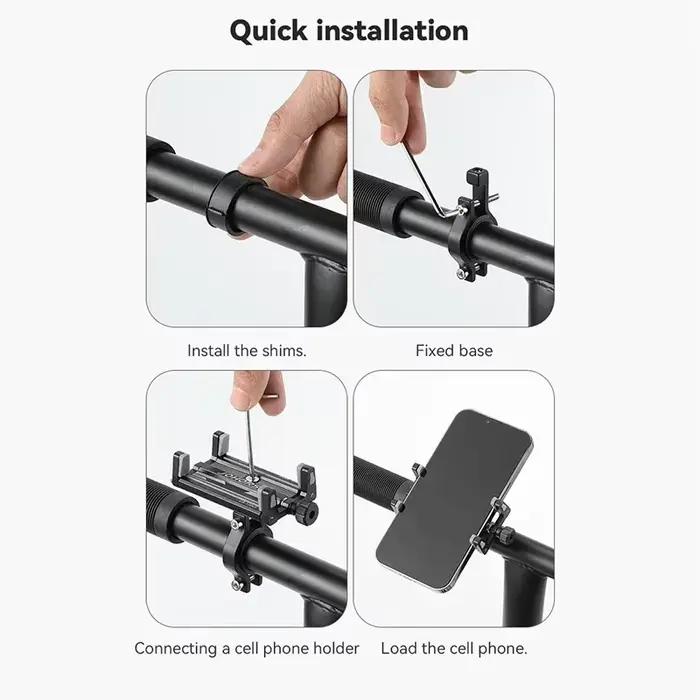 Support de téléphone pour moto et vélo électrique, en alliage d'aluminium CNC, quatre griffes