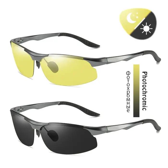 SZTZX aluminium sans monture photochromique jour nuit Vision Anti-éblouissement lunettes hommes pola