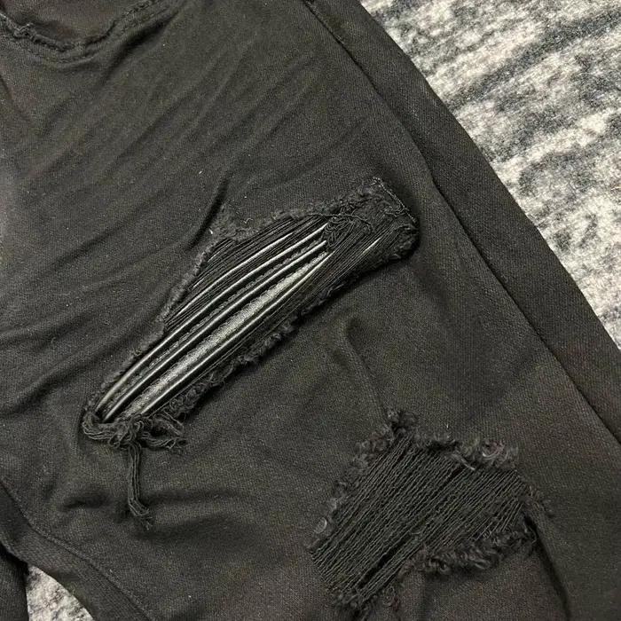 jeans noirs skinny en cuir côtelé pour hommes