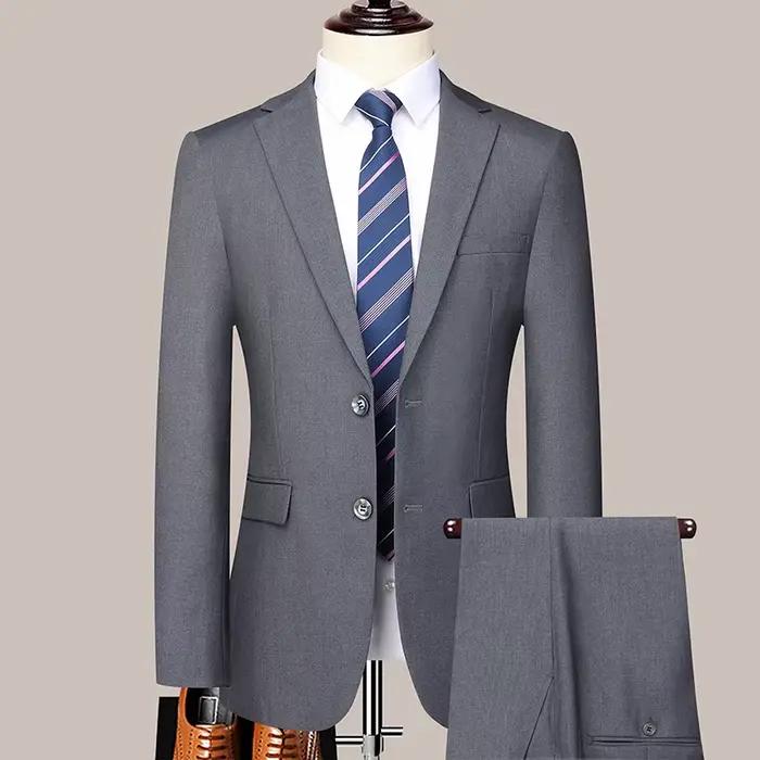 Costume (Blazer + Pantalon) Homme – Décontracté, Formel, Affaires, Élégant, Couleur Unie, Pour Toute
