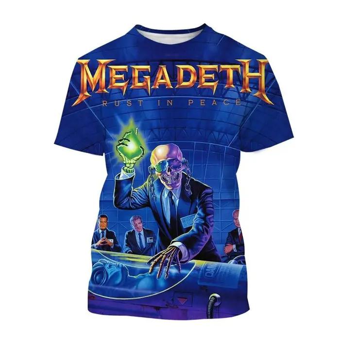 Megadeth-T-shirt à manches courtes imprimé en 3D pour hommes et femmes, T-shirt décontracté, Punk, D