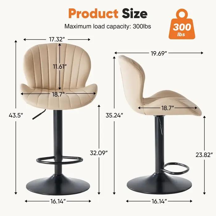 JHK Ergonomique Moderne 360 ° Ensemble de 2 chaises de salle à manger pivotantes, chaises de cuisi