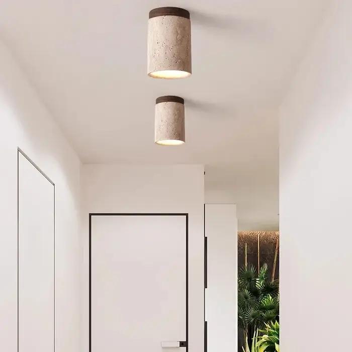 Plafonnier moderne en travertin pour chambre, couloir, hall d'entrée, escalier – Luminaire décoratif