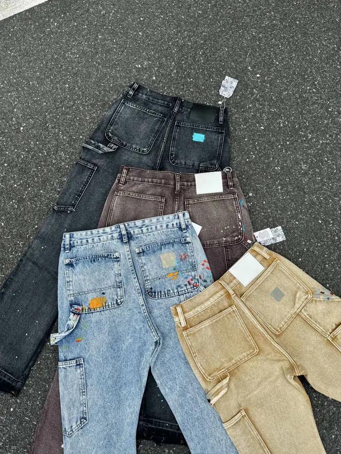 Jean évasé délavé et salissé style rétro GPT de qualité supérieure 2025 pour homme – Pantalon en den