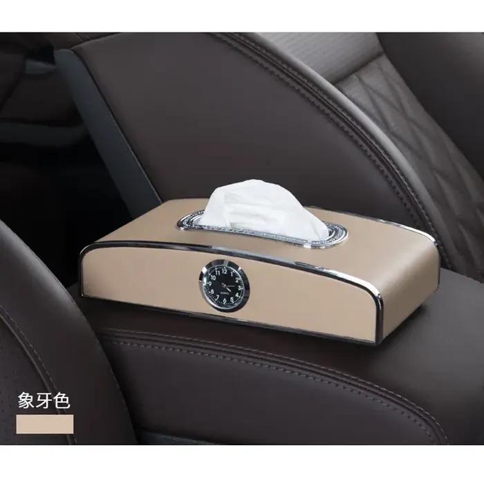 Boîte à mouchoirs automatique en cuir PU, support de couverture en cuir noir, bloc de papier, access