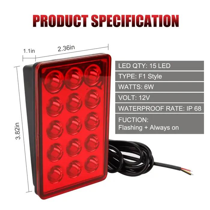 F1 Style feux pilotes de frein Led 12V 15led feux arrière Auto Flash avertissement arrêt inverse feu