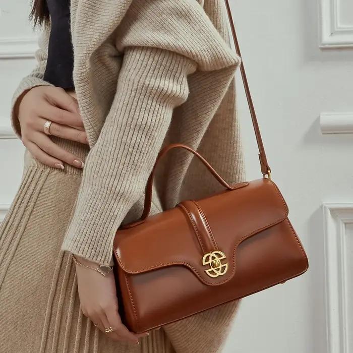 Sac à main de luxe en cuir de vache fendu pour femmes, sac à bandoulière carré de bonne qualité, nou