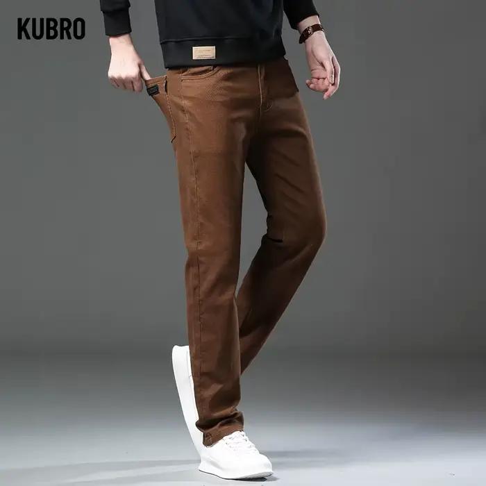 Mode ample droite affaires décontracté Stretch Denim pantalon homme marque pantalon 3 couleurs grand