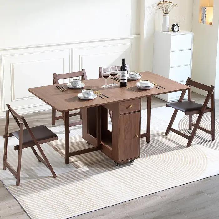 Table de salle à manger pliante extensible avec cuir chevelu tombant