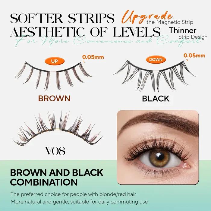 VYRILA mise à niveau des cils magnétiques marron/noir cils magnétiques doux réutilisables avec appli