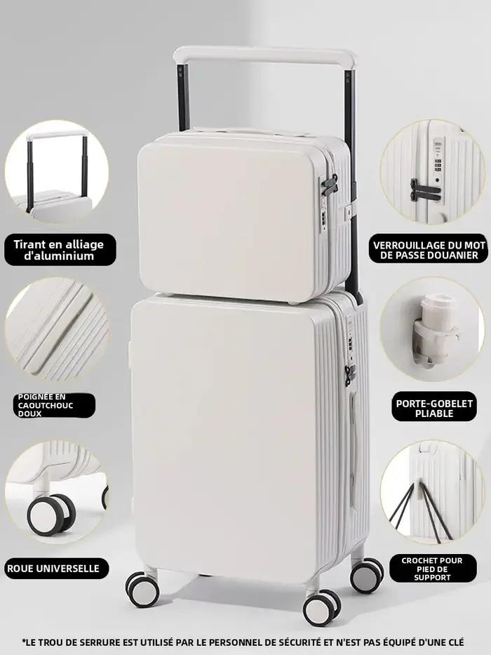 Ensemble de bagages 20+14"24+14" avec USB et porte-gobelet TSA Lock 360 ° Roues crochet de pied
