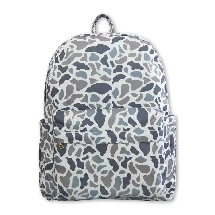 Sac à dos camouflage gris pour bébés et enfants garçons, avec fermeture éclair