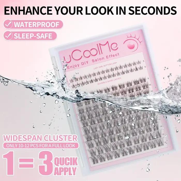 UCoolMe cils Venus 132 pièces Kit de grappes à portée plus large avec dissolvant de liaison et de jo