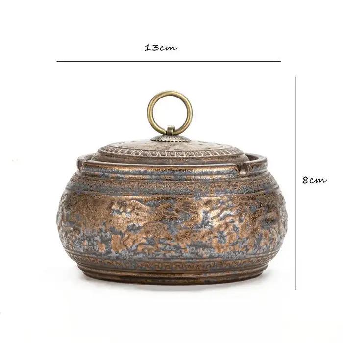 Cendrier en céramique rouillée de style japonais, ancien cendrier de puits, tasse à fumée, décoratio