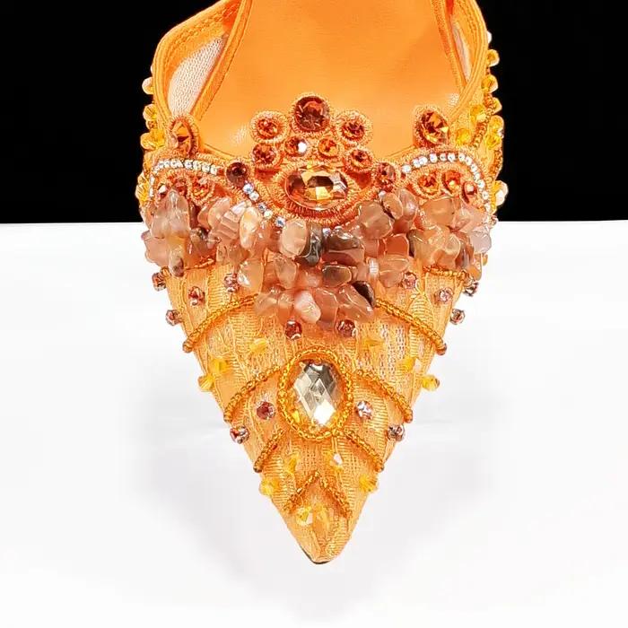 Queena Yan Wome – ensemble de chaussures et de sacs de mariage à talons hauts pour femmes, couleur O