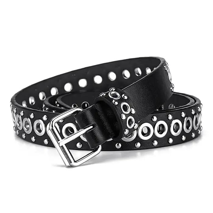 Ceinture fine à rivets pour femmes, à la mode, avec boucle à aiguille personnalisée, tendance de rue