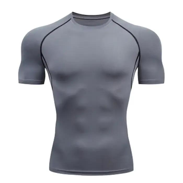 T-shirt de compression élastique respirant pour homme, haut serré, sweat-shirt de course, jogging, s