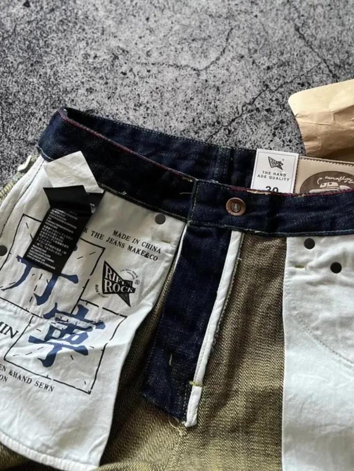Jean Délavé en Denim Indigo pour Homme, Pantalon Droit Décontracté, Vintage Américain, 100% Coton, S