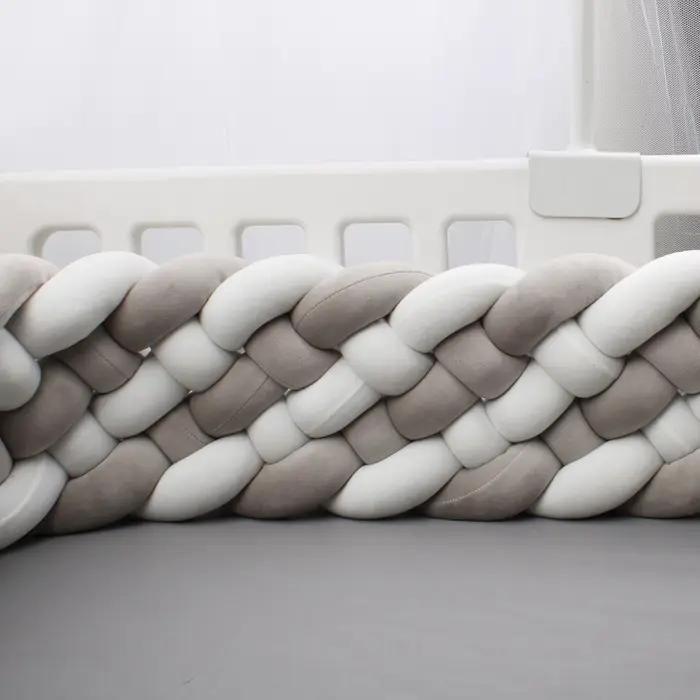 Pare-chocs de lit de bébé de 200cm, oreiller de noeud de tresse, coussin pour la protection de Cpull