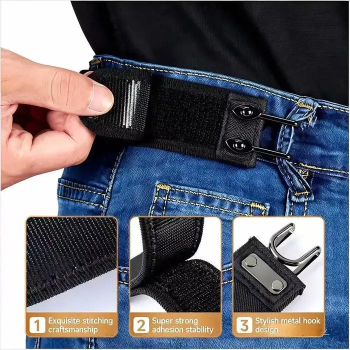 Crochet de ceinture élastique sans boucle, crochet métallique réglable pour hommes et femmes, unisex