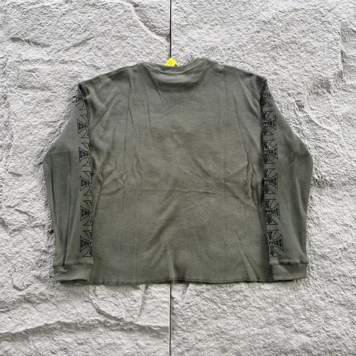 T-shirt ample à manches longues pour homme, style américain vintage, imprimé en tissu gaufré, décont