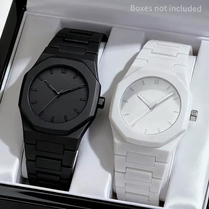 2 pièces mode hommes montres à Quartz ensemble décontracté bracelet en plastique homme sport montre-