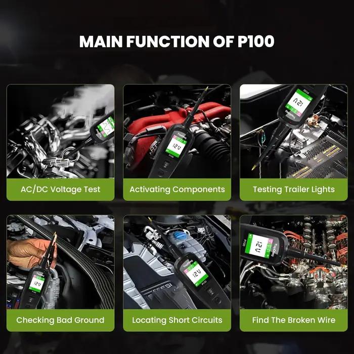 JDiag P100 – testeur de Circuit automobile, détecteur de tension de voiture, Kit de sonde de système