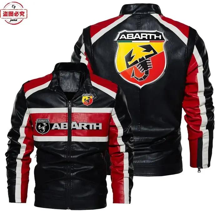 Veste en cuir avec logo de voiture ABARTH, veste rétro en cuir pu, coupe-vent, veste d'automne et d'