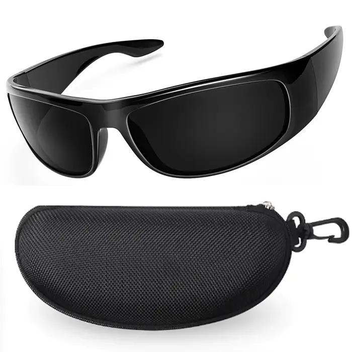 Lunettes de soleil foncées pour hommes, lunettes de soleil enveloppantes pour grandes têtes, lunette