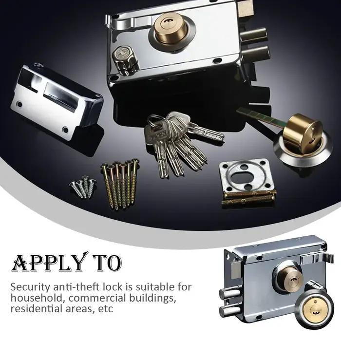 Serrure en fer antivol de sécurité pour porte exterieure en bois protection assurance multiple pour maison chalet bureau