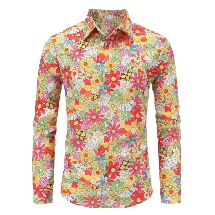 Tenue Hip Hop Vintage des années 80 pour hommes, chemise à manches longues imprimée Vintage, Costume