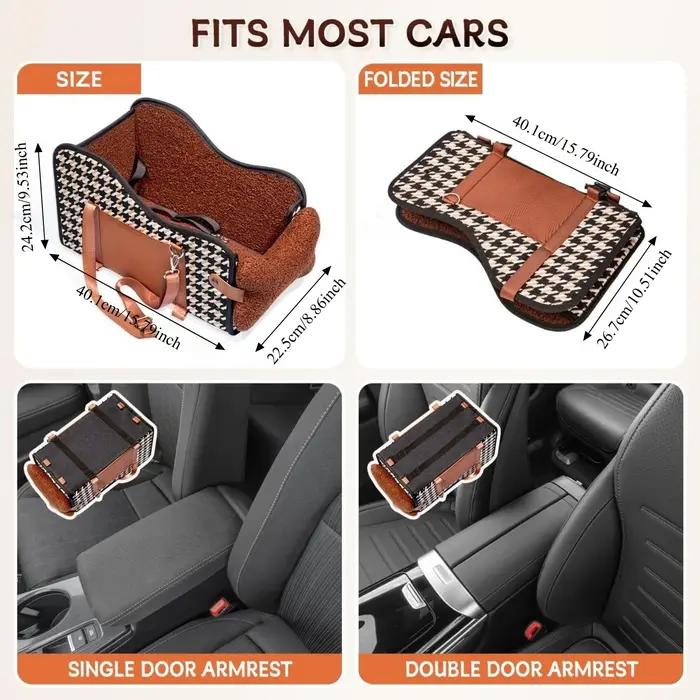 Siège rehausseur pour animaux de compagnie accoudoir voiture console centrale transport sécuritaire petit chien usage voyage maison