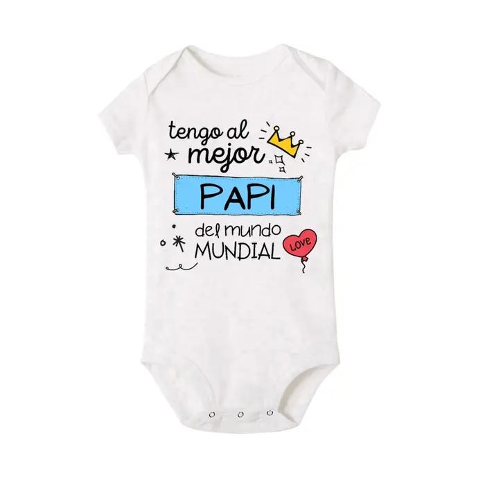 J'ai la meilleure maman et papa du monde, combinaison pour bébé imprimée espagnole, barboteuse à man