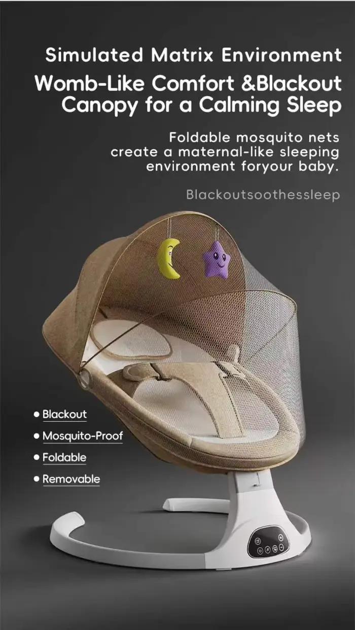 Berceau Électrique pour Bébé, Transat à Bascule Automatique, Chaise à Bascule Apaisante pour Nouveau