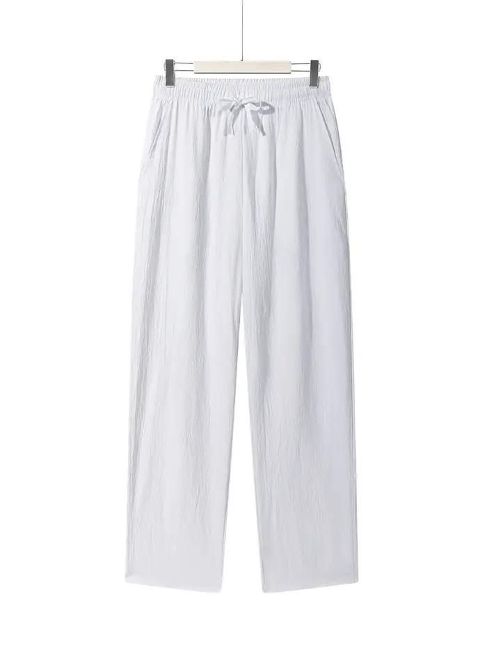Pantalon léger pour hommes, pantalon de survêtement décontracté, couleur unie, cordon droit, respira